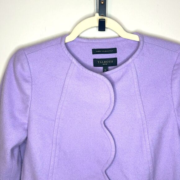 Talbots Brushed Italian Wool Scalloped Edge Jacket Lilac 6P - Picture 4 of 7